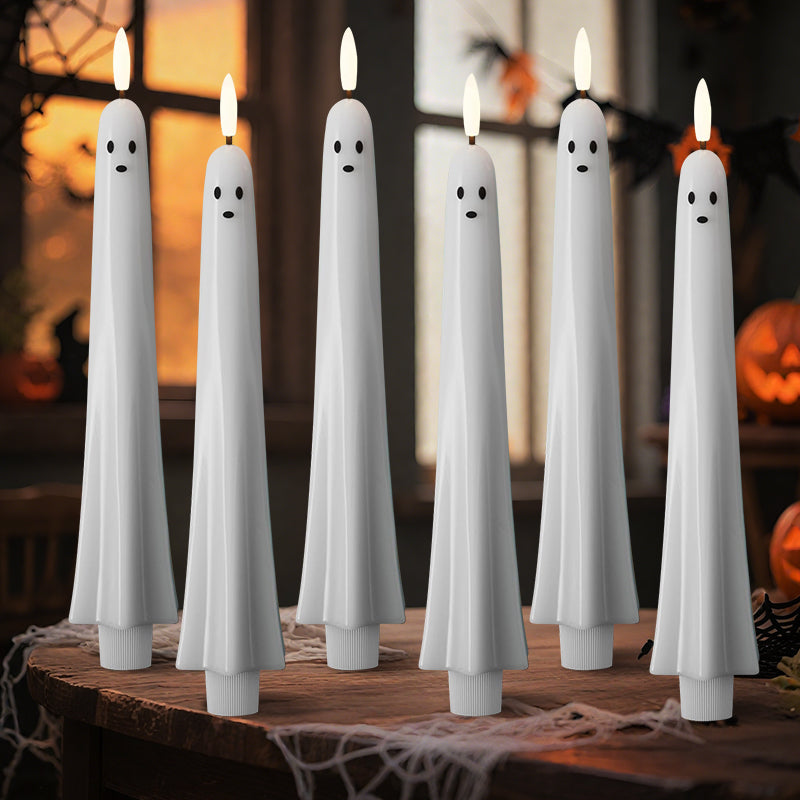 🎃👻 Remote-controlled ghost candle with 3D flaming wick 👻🎃