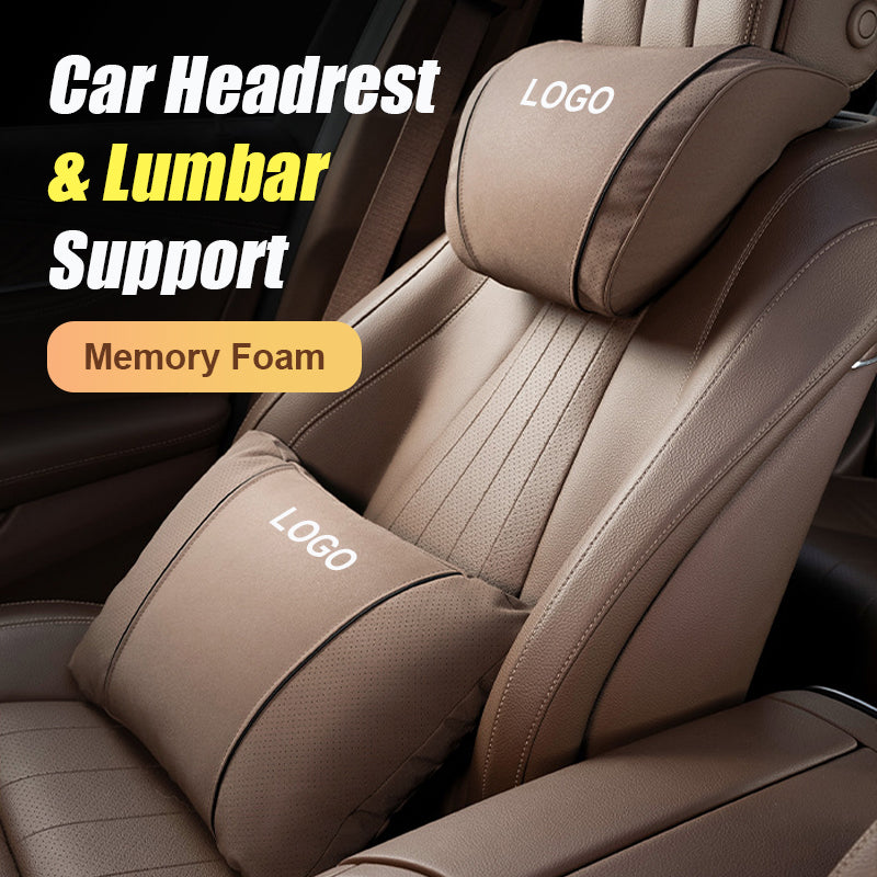 Car Memory Foam Headrest & Lumbar Support