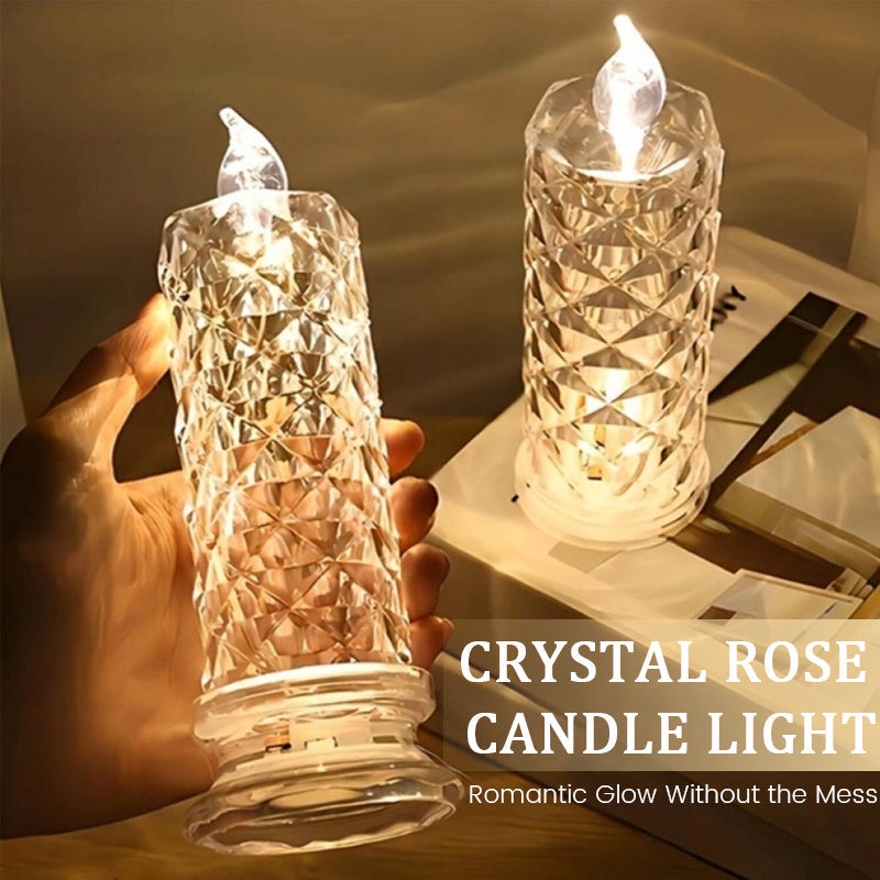 ✨ Crystal Rose Candlelight – Romantic glow without the mess