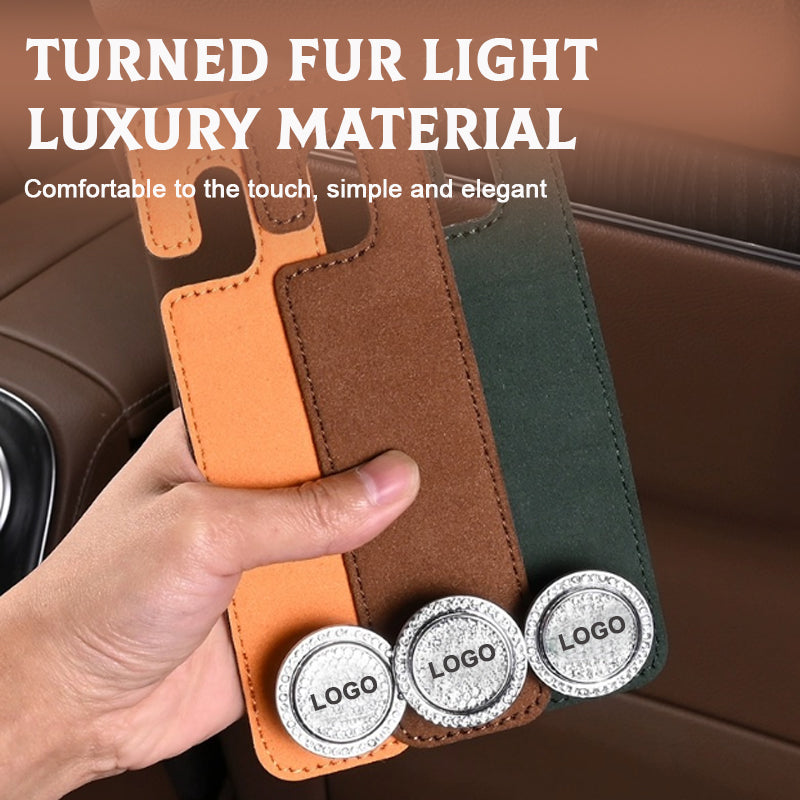 Genuine Leather Inlay Diamond Car Hook