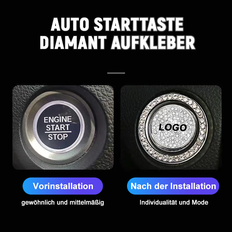 Decorative sticker with diamond-studded one-touch start button for the car