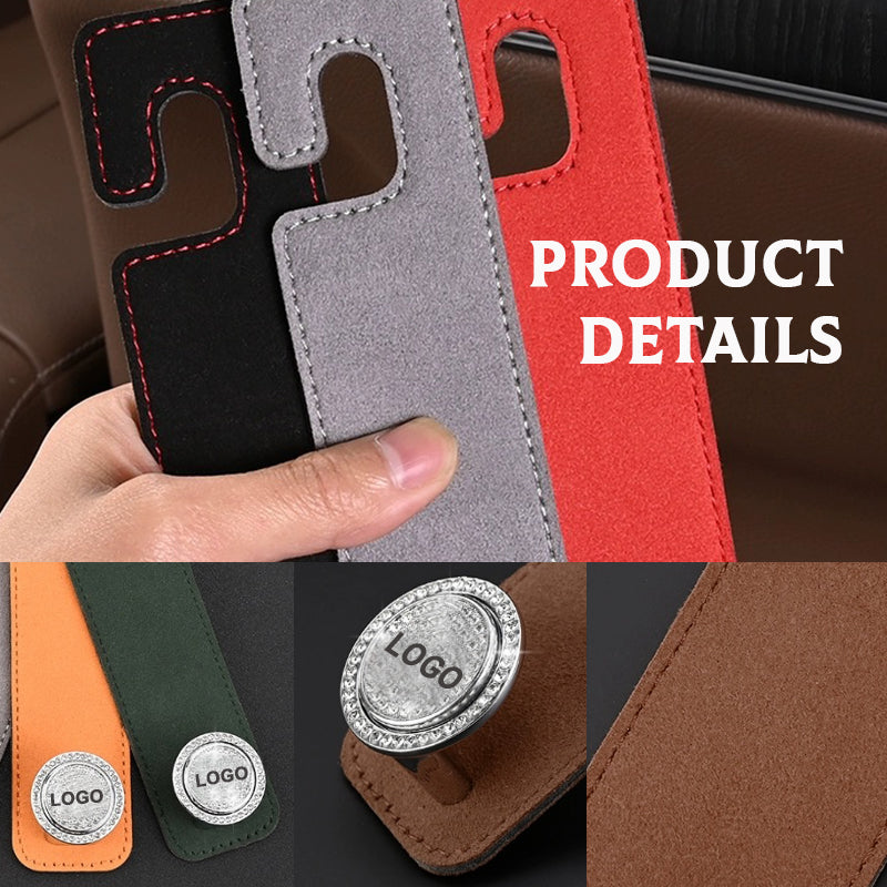 Genuine Leather Inlay Diamond Car Hook