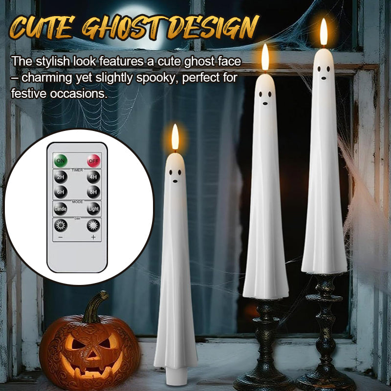 🎃👻 Remote-controlled ghost candle with 3D flaming wick 👻🎃