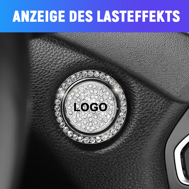 Decorative sticker with diamond-studded one-touch start button for the car